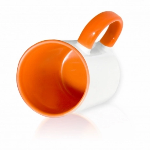 Кружка цветная (ручка и внутри) оранжевая фото 1