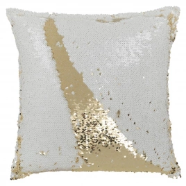 Подушка с золотыми и белыми пайетками стандарт (наволочка+подушка)