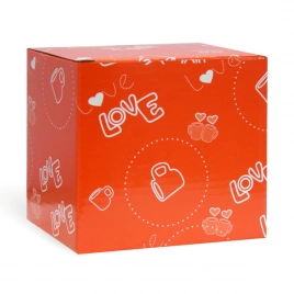 Коробка цветная, подарочная, для стандартных кружек (LOVE)