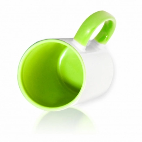 Кружка цветная (ручка и внутри) светло-зеленая (салатовая) фото 1