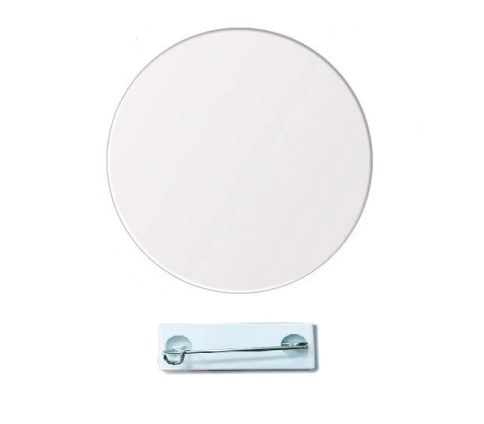 Значок круглый сублимационный 50мм на булавке (белый) фото 1