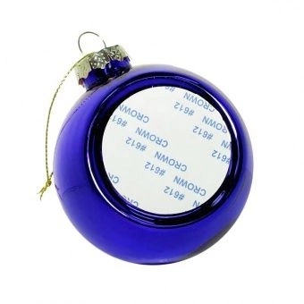 Шар елочный 8 см. диаметр, пластиковый, голубой, в упаковке. фото 1